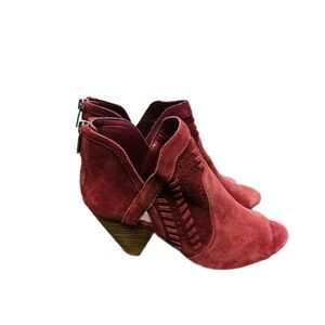Vince Camuto Red Suede Ankle Booties Size 7 1/2